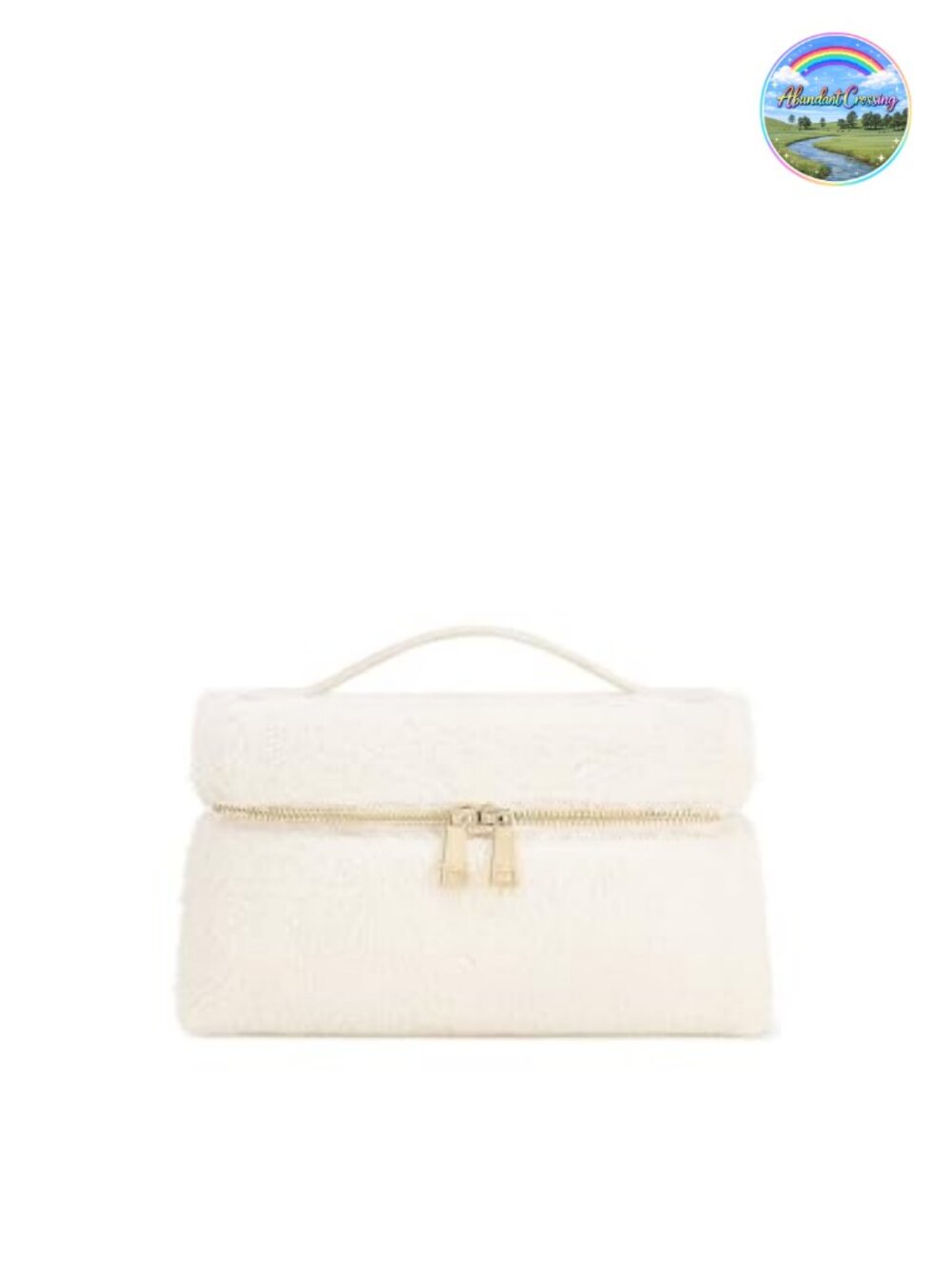 Faux Fur Top Handle Satchel Handbag Crossbody Gold Hardware